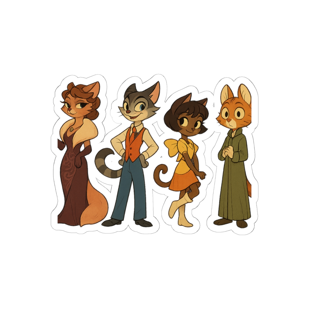 Lackadaisy Cats Roaring 20s Stickers | Playful Vinyl Decals